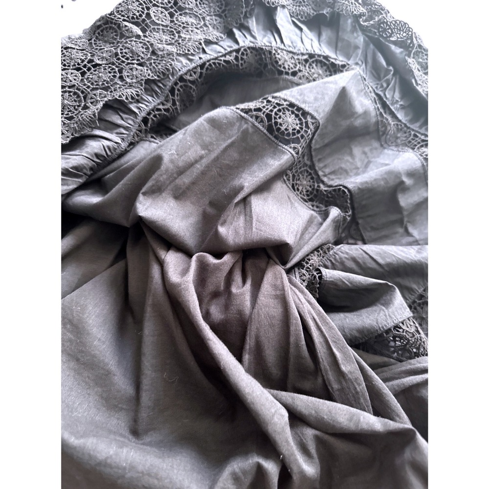 Ulla Johnson Black Cotton Eyelet Lace Flutter Sleeve Midi Dress Size 10 - Picture 6 of 6